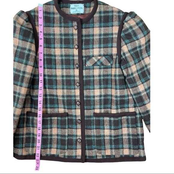 Vintage Vouge Paris Orginal Brown Plaid Blazer Sz S Collegiate Preppy Office EUC - Picture 8 of 10